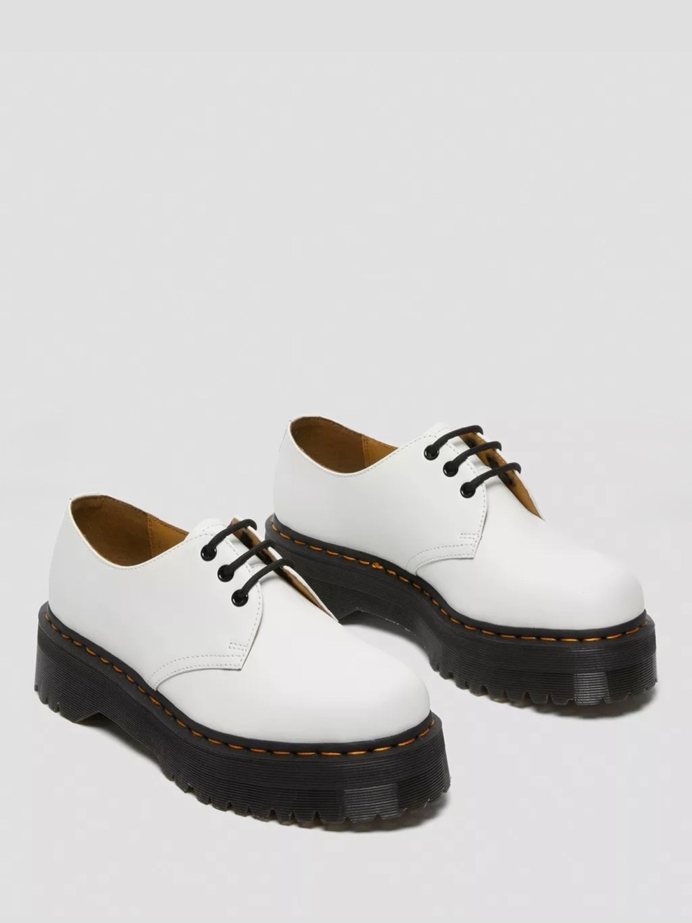 Dr. Martens White Leather Oxford Platforms
